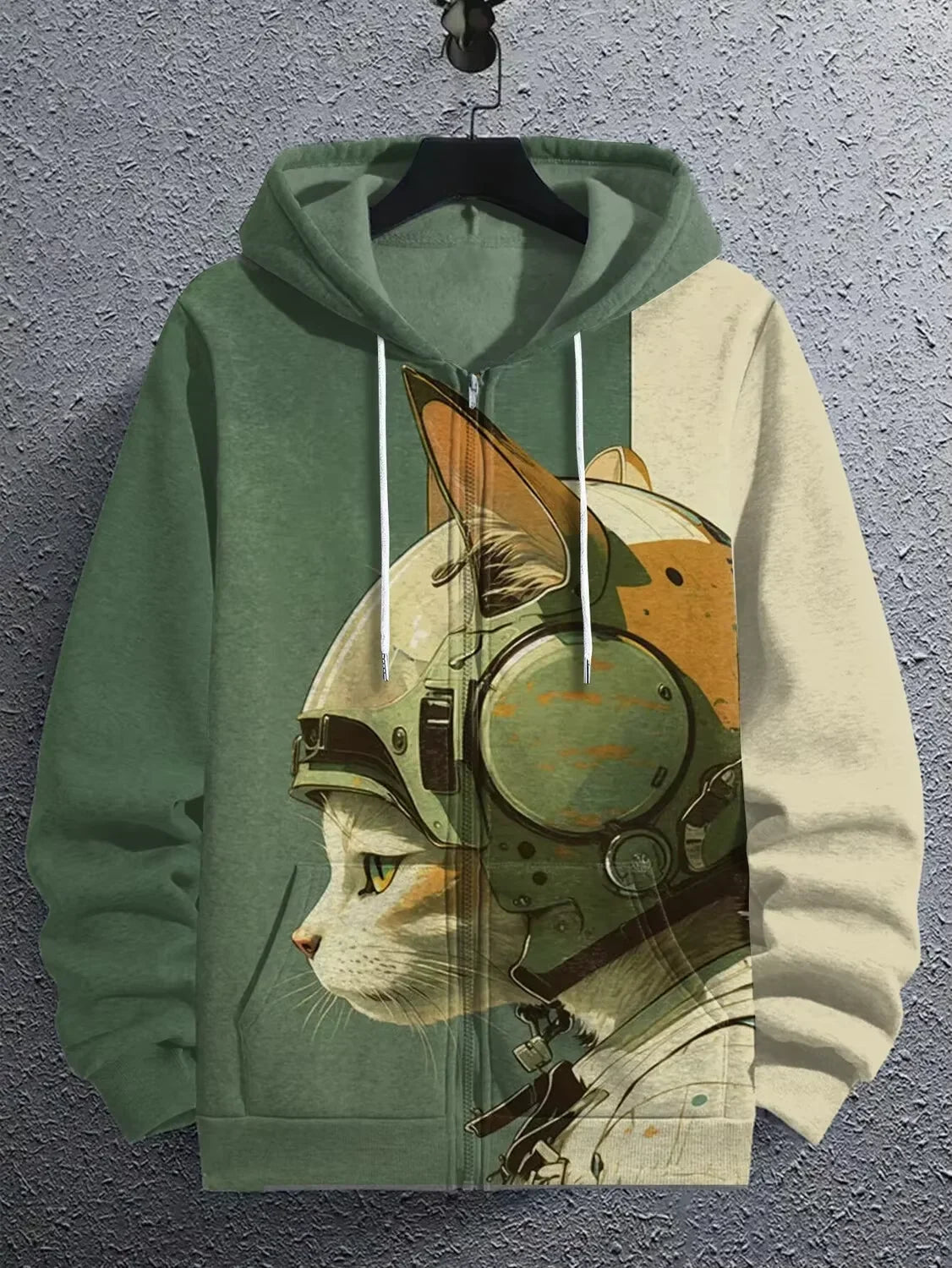 Cartoon Graffiti Cat 3d Print Zipper Hoodies Sweatshirts