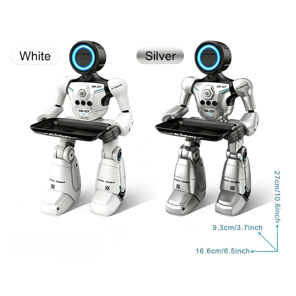 2.4G AI Smart Delivery Robot Gesture Voice Control Recording Programming LED Dancing Robot Christmas Toy Gift for Children