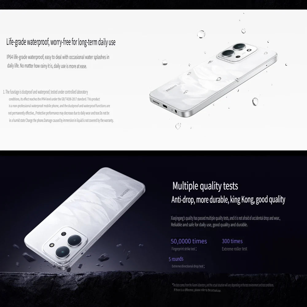 XIAOMI/REDMI 15R original smart thin and thin 5G mobile phone 8GB+256GBn memory/6000mAh long standby IP64 waterproof and dustpro