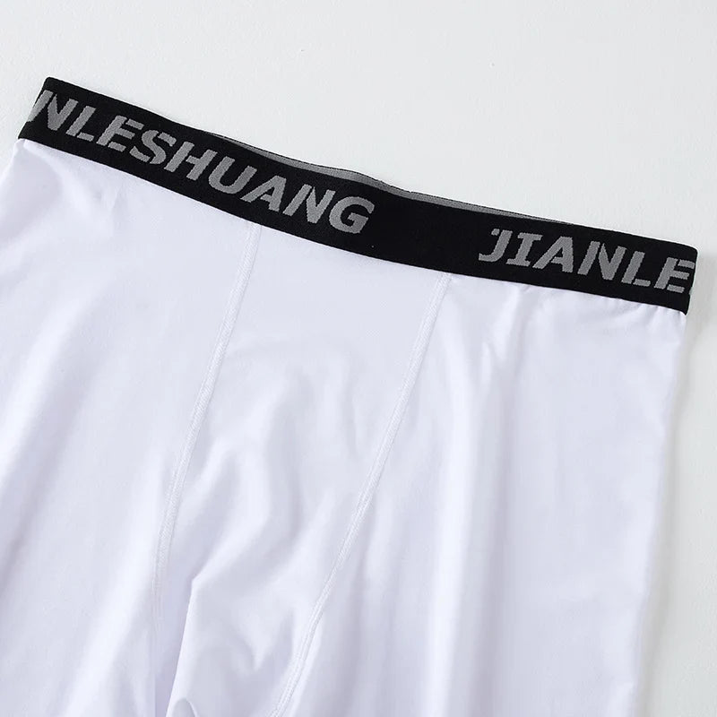 5piece Set Of Men's Classic Black And White Elastic Long Underwear Quick Drying Comfortable Sporty Youth Trend Flat Corner Pants