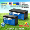 EASUN Power LiFePO4 Battery 100Ah 200Ah 12V 24V Lithium Iron Phosphate Battery Built-in BMS 6000+ Cyclic For Inverter Solar RV No Tax