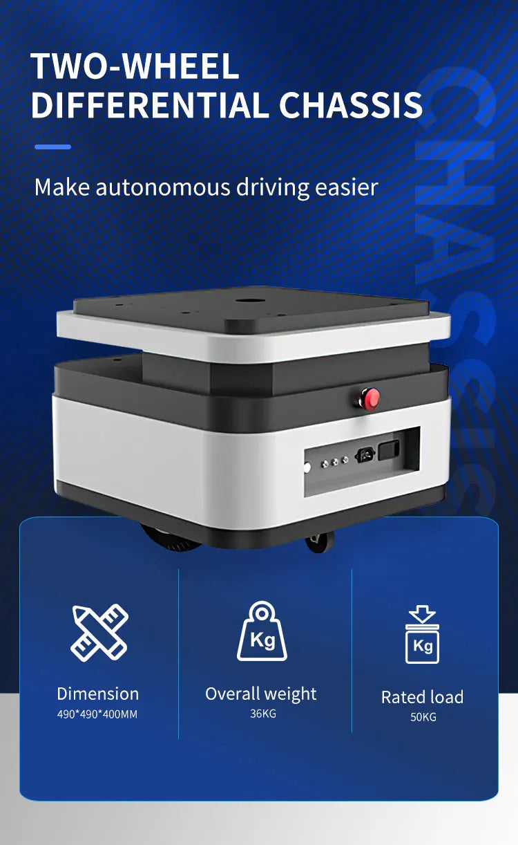 50kg Payload Unmanned Robot Library Delivery Vehicle Service Robotic Car Self driving Wheeled Lab Chassis