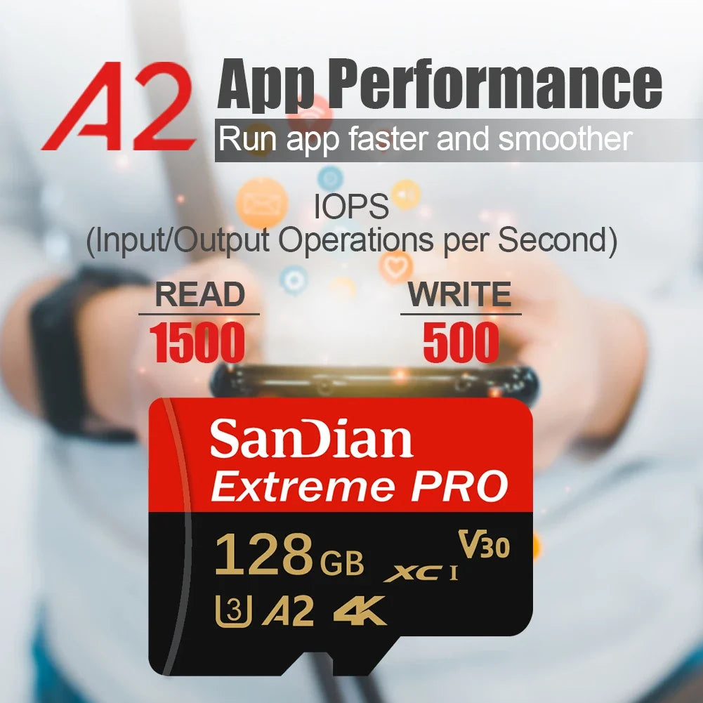 High Speed SD Card 128GB 512GB Micro TF SD Memory Card U3 V30 A2 for Smartphone Android Phone Game Storage