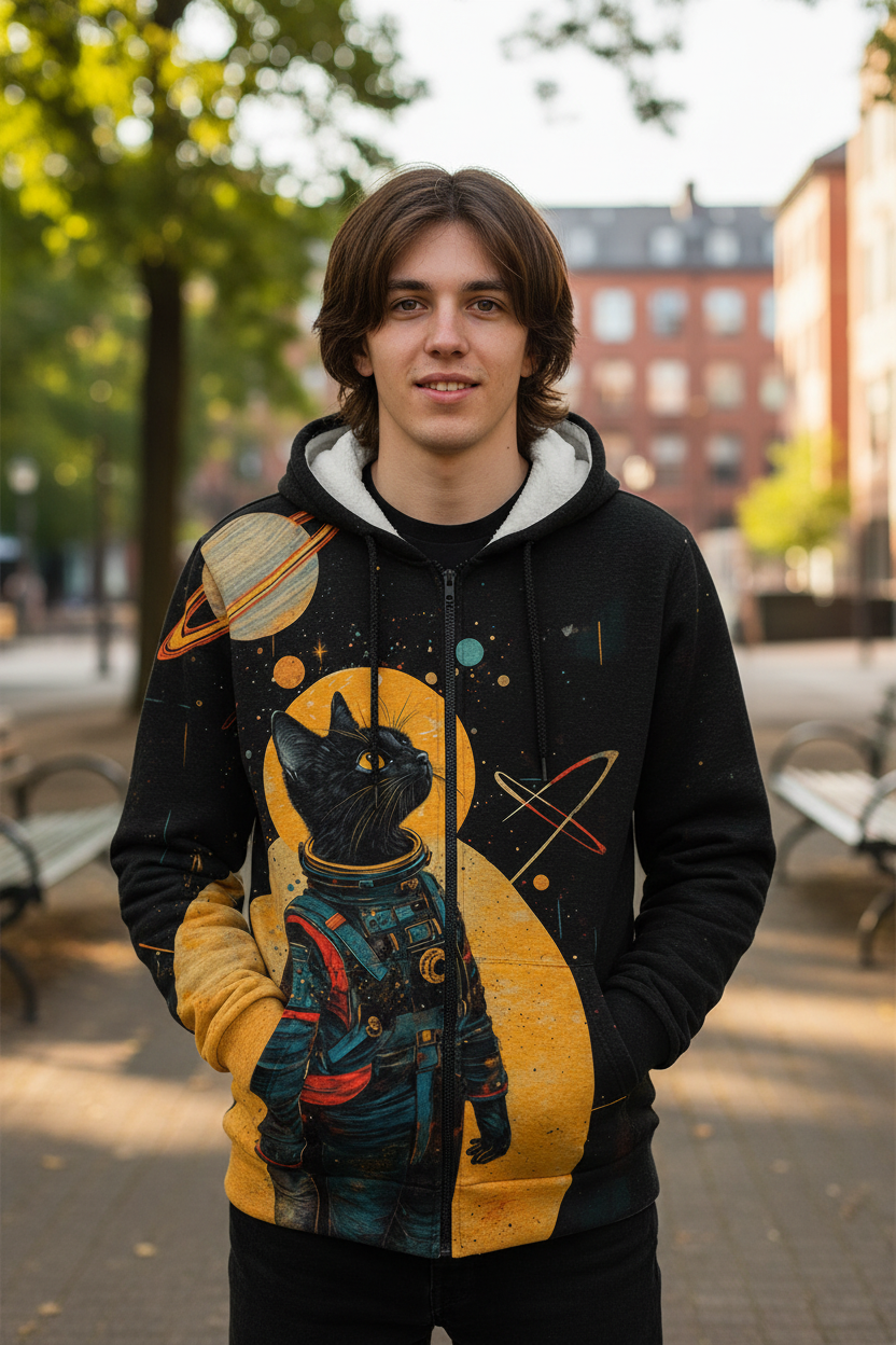 Cartoon Graffiti Cat 3d Print Zipper Hoodies Sweatshirts