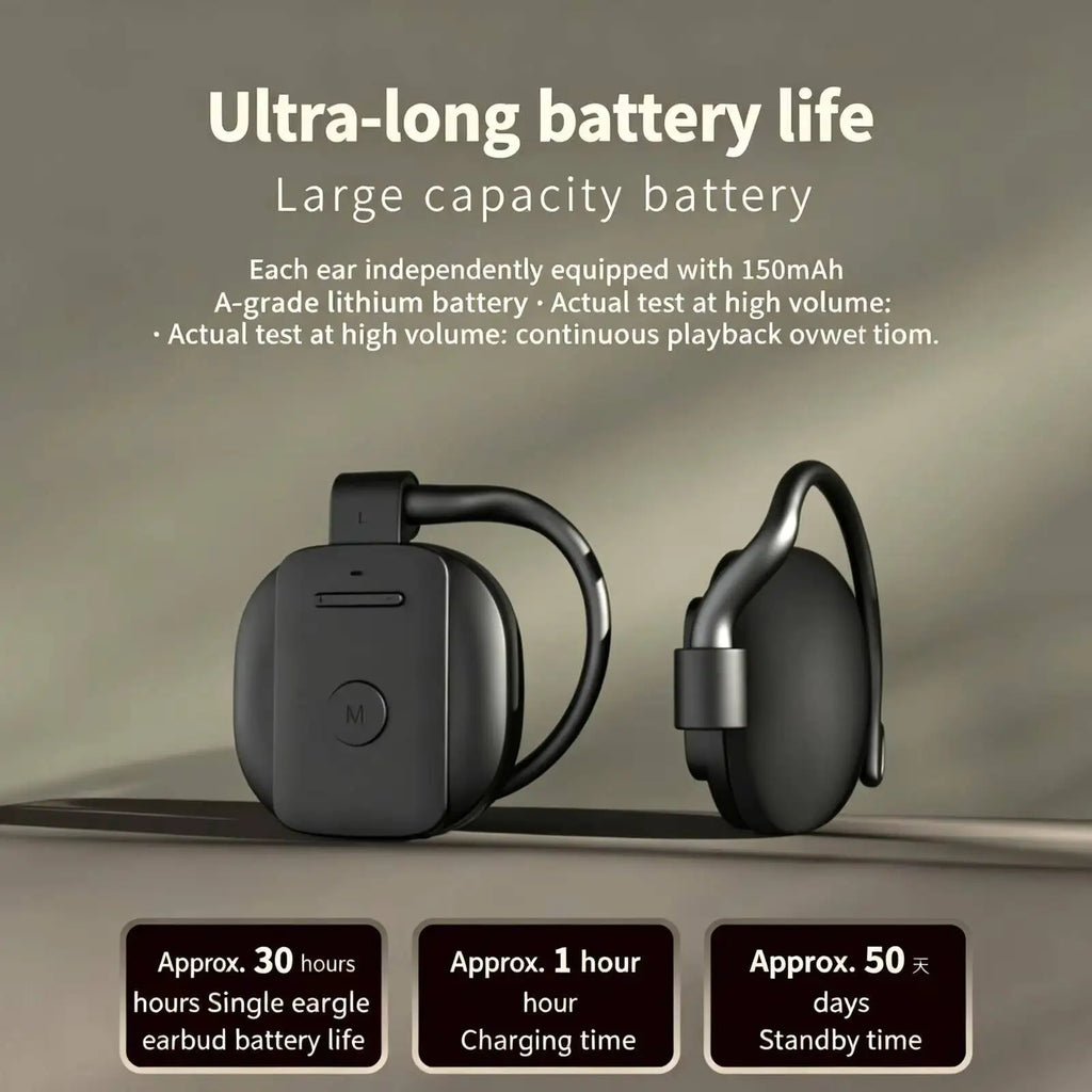 New OWS Open Ear Wireless Bluetooth Headphones, 30H Ultra Long Battery, Lightweight Earhook Earphones for Sports Music Gaming