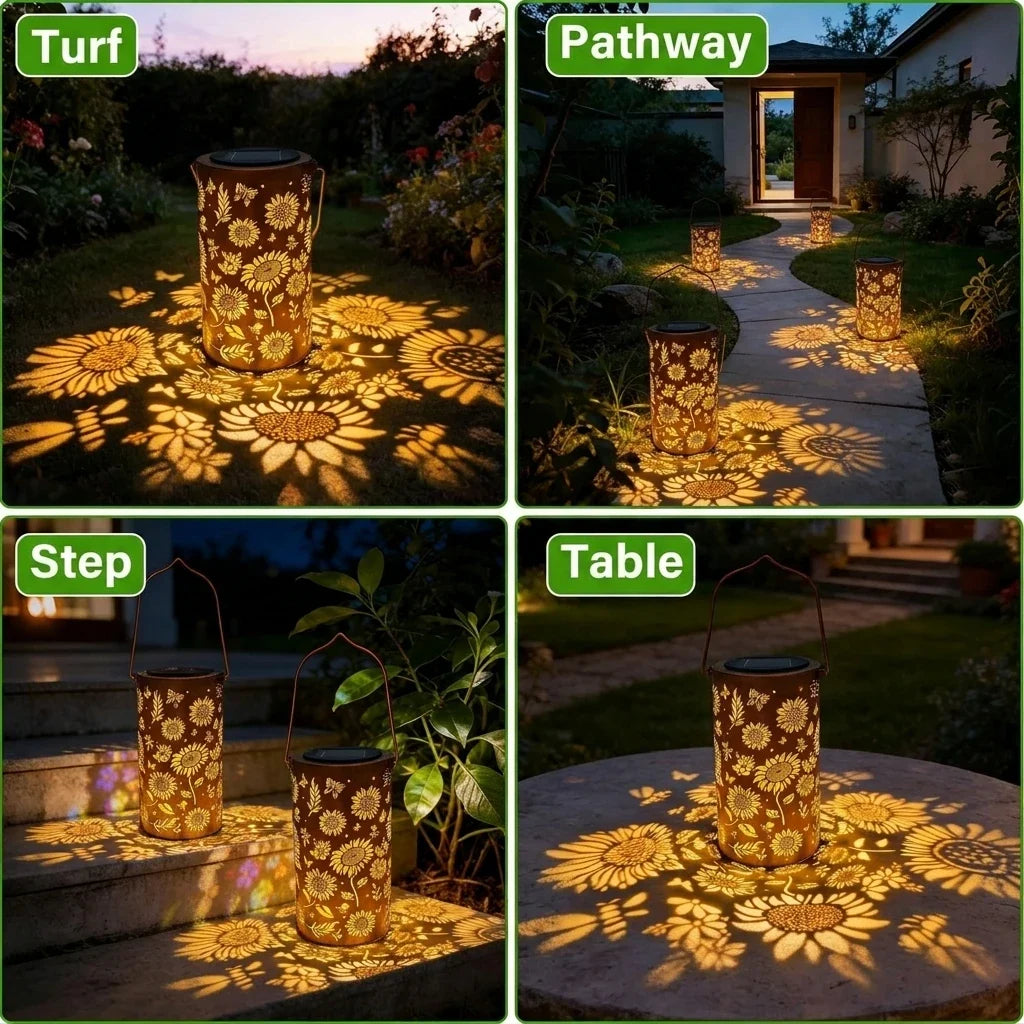 Sunflower Solar Projector Lantern Outdoor Hanging Solar Fairy Lamp Garden Decor Sunflower Solar Light forYard Lawn Holiday Party