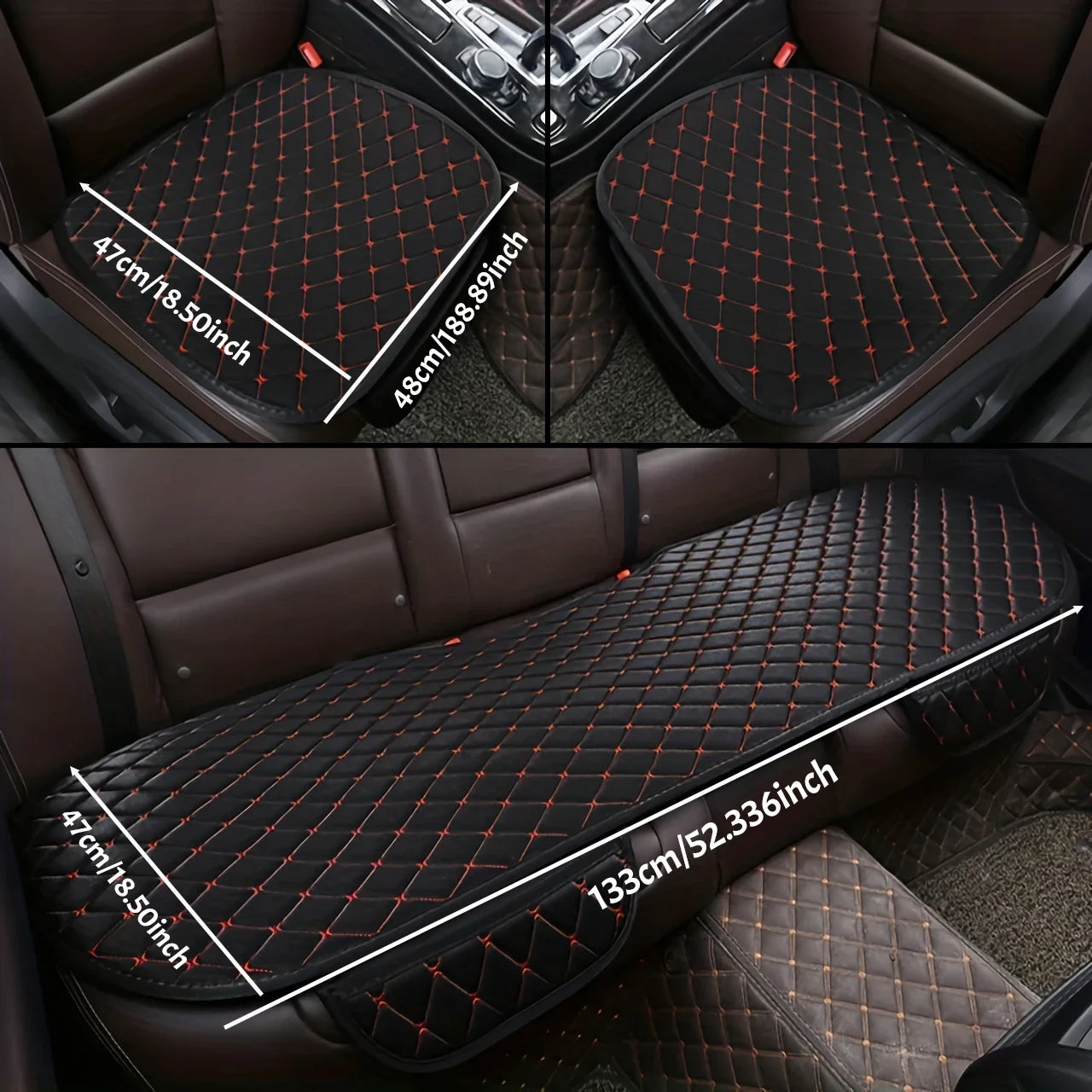 Kcimo 3Pcs Cotton and linen Car Seat Cover Set Universal Car Seat Cover Cushion Car Seat Protector Interior Car Accessories