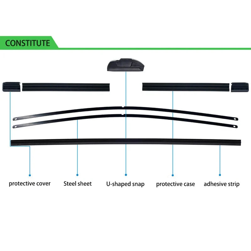 For BMW MINI Cooper R50 R53 2001-2006 Car Front Wiper U-Shape Soft Rubber Boneless Wiper HD Silent Durable Wiper 19"+18"