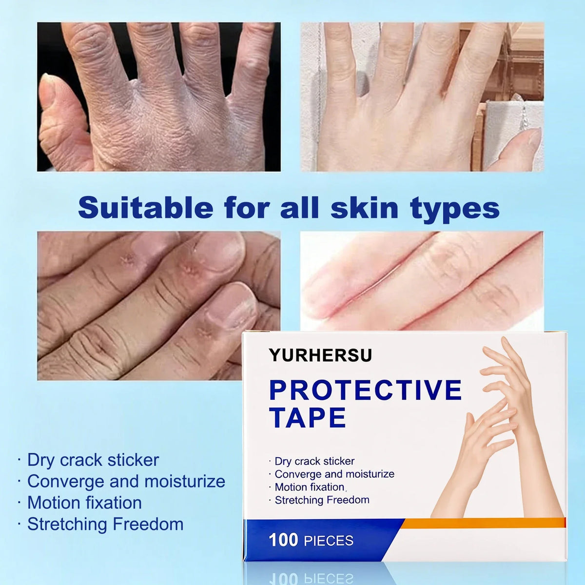 Instant Relief Hand Patches for Severe Dry Cracks - Invisible Hydrocolloid Bandage - Pain Protection & Healing