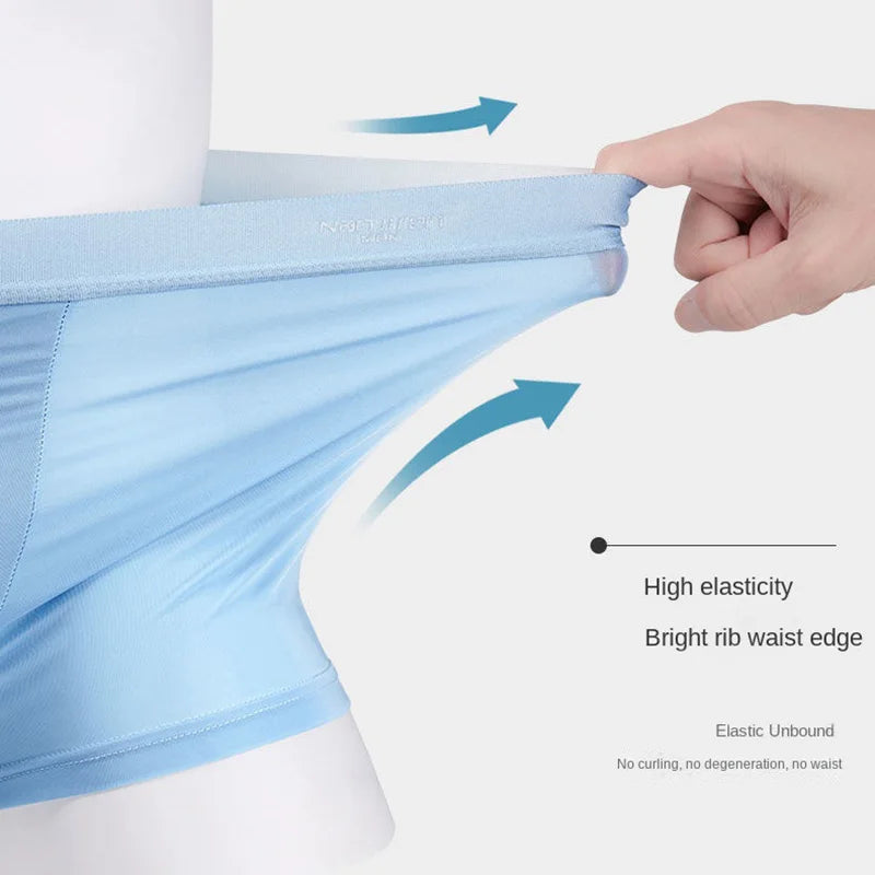 4Pcs Men's Underwear Ice Silk Mesh Boxer Shorts Sexy Panties Man Underpants Thin Male U Convex Lingerie Wholesale Lots L-6XL