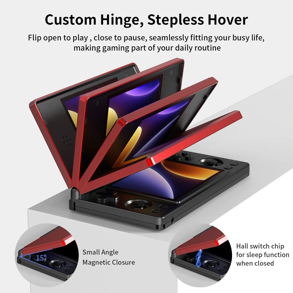 Anbernic RG DS Flip Handheld Game Console 4" IPS Dual Screen Android/Linux Dual OS 4000mAh Video Games RixelHK Wifi Streaming AI