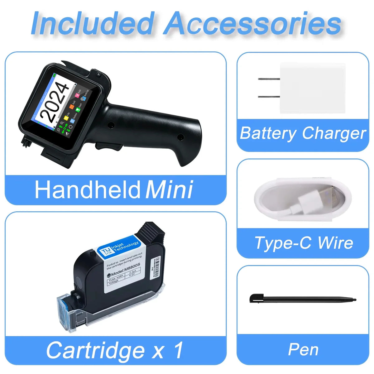 New Mini Handheld Inkjet Printer 12.7mm for QR Barcode Batch Date Number Logo Expiry Date Coding Machine Non-encrypted Portable