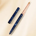 Portable Ombre Nail Art Brush with Dust Cap, Soft Nylon Bristles, Blue Marble Handle, Precision Blending Pen for Gradient Nail C