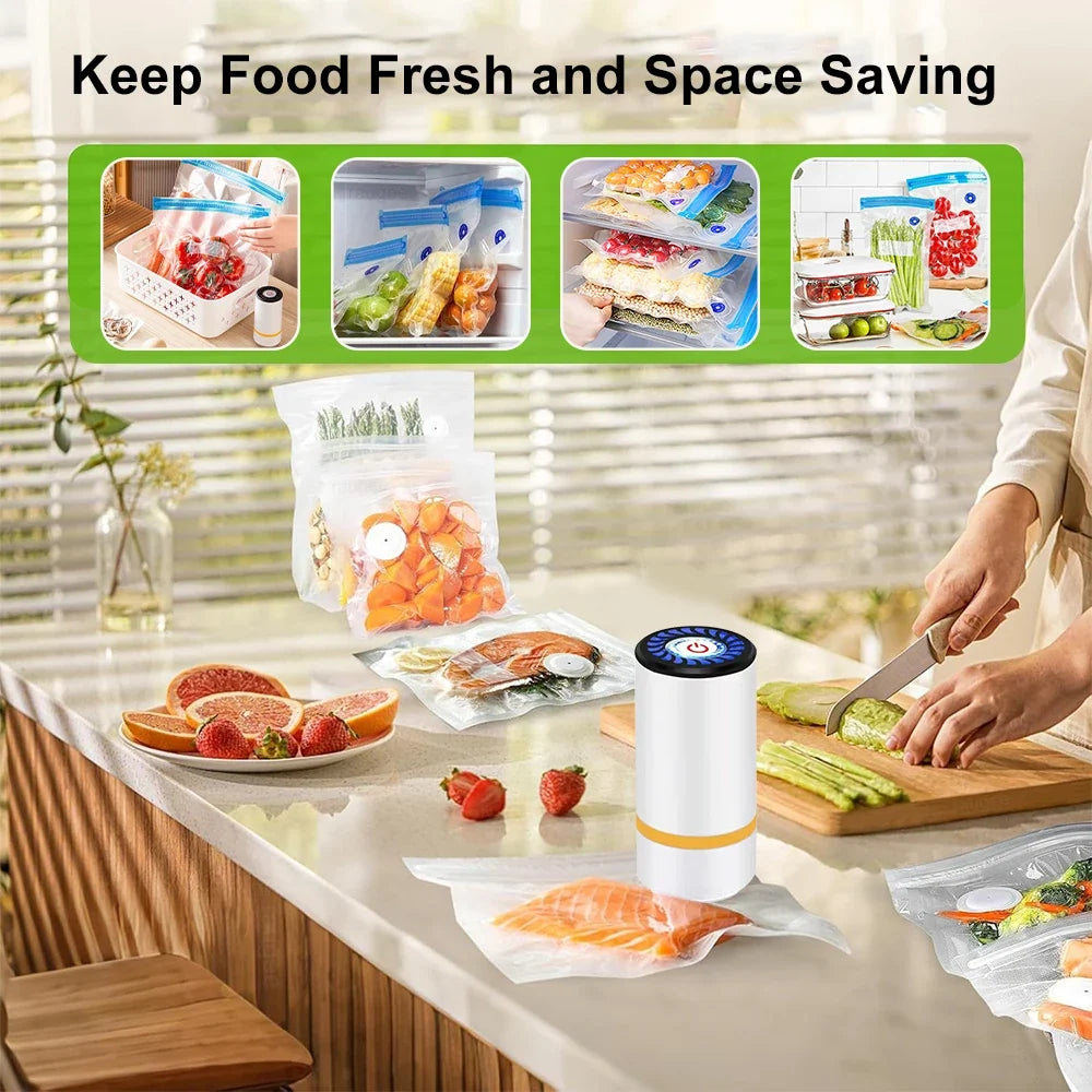 Mini Vacuum Air Pump USB Rechargeable Automatic Vacuum Compression Machine for Food Preservation Storage Bag Electric Air Pump