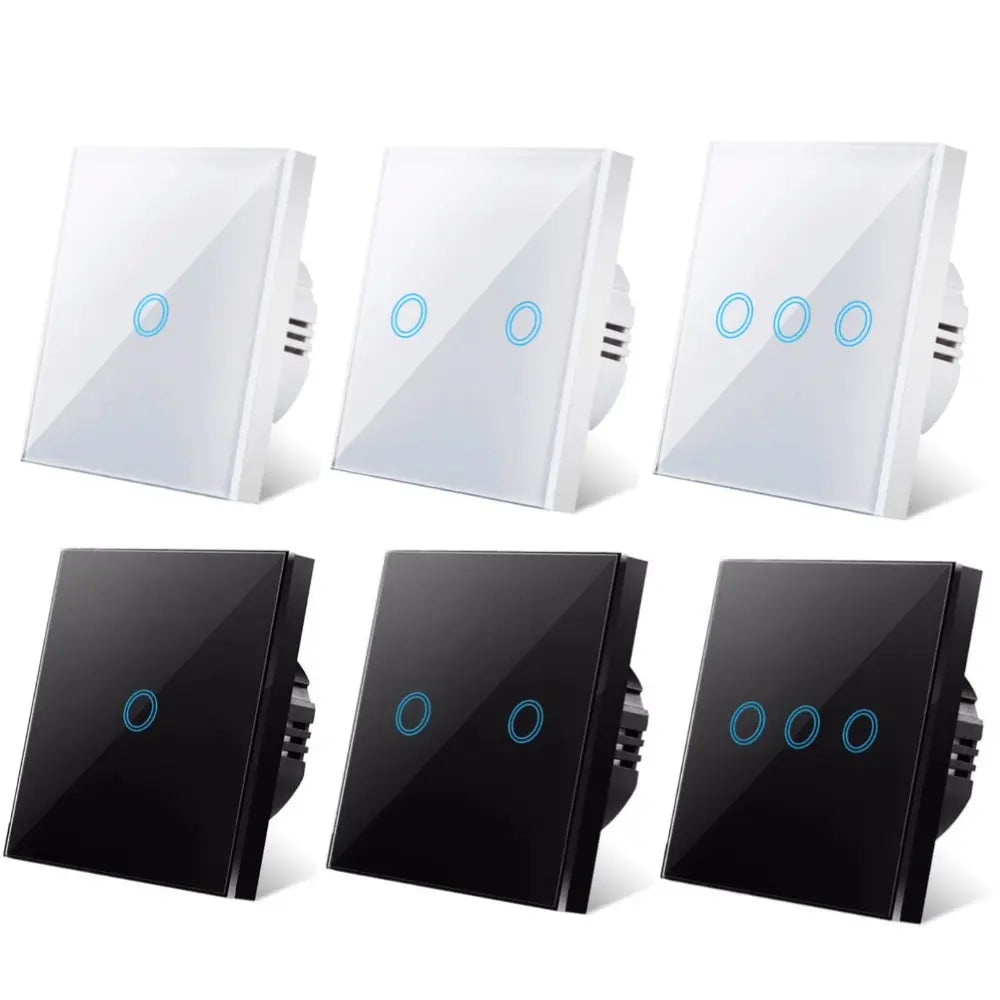 EU Touch Switch AC100-240V Led backlight Panel Tempered Crystal Glass wall Light sensory Switches 1/2/3 Gang Interruttore