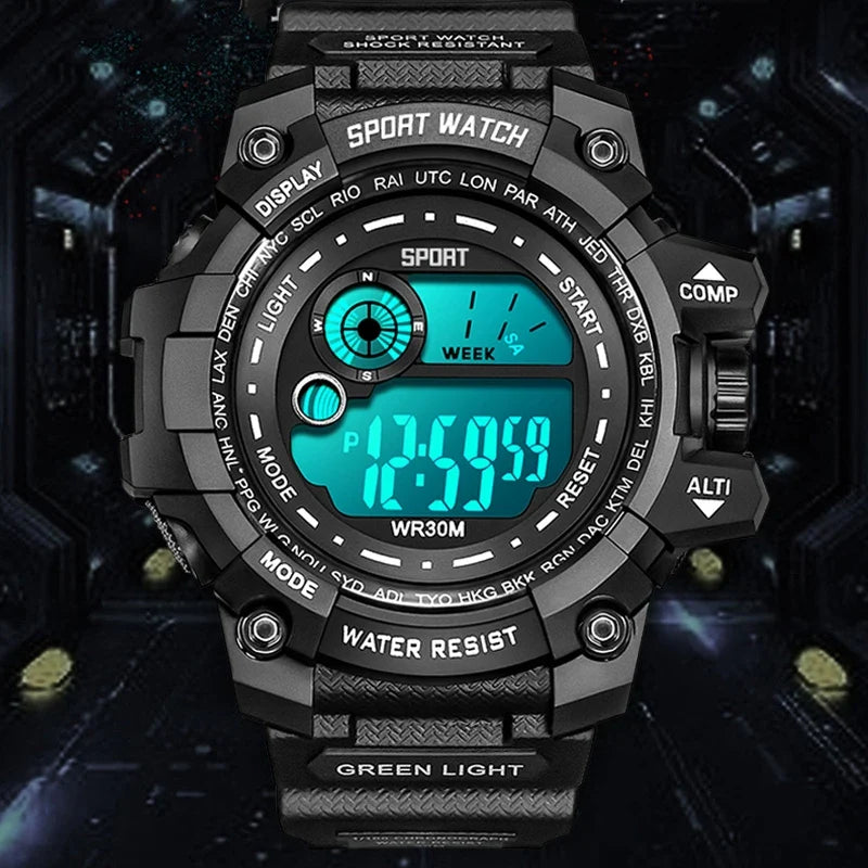 Men's LED Digital Watch, Luminous Waterproof Sport Military Watch