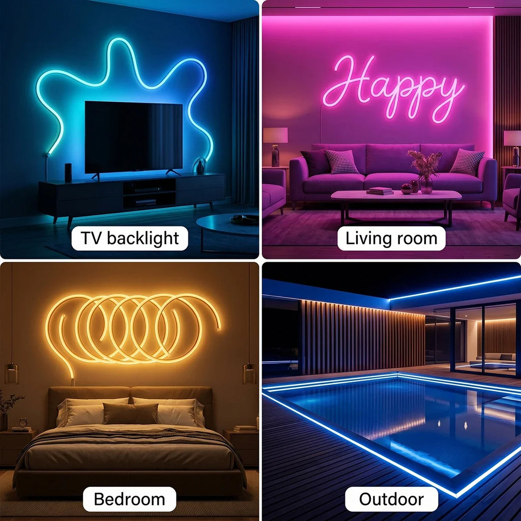2m 3m 5m 10m RGBIC Neon Light Waterproof RGB Smart LED Strip with USB APP Control Music Sync for Room Bedroom Outdoor Decoration