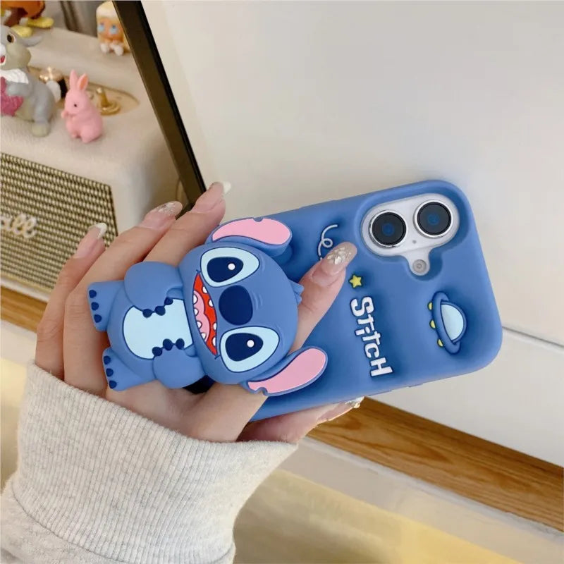 Cute 3D Cartoon Stitch Silicone Phone Case for iPhone 18 17 Pro 16 15 14 13 12 11 Pro Max Anime Shockproof Soft Protective Cover