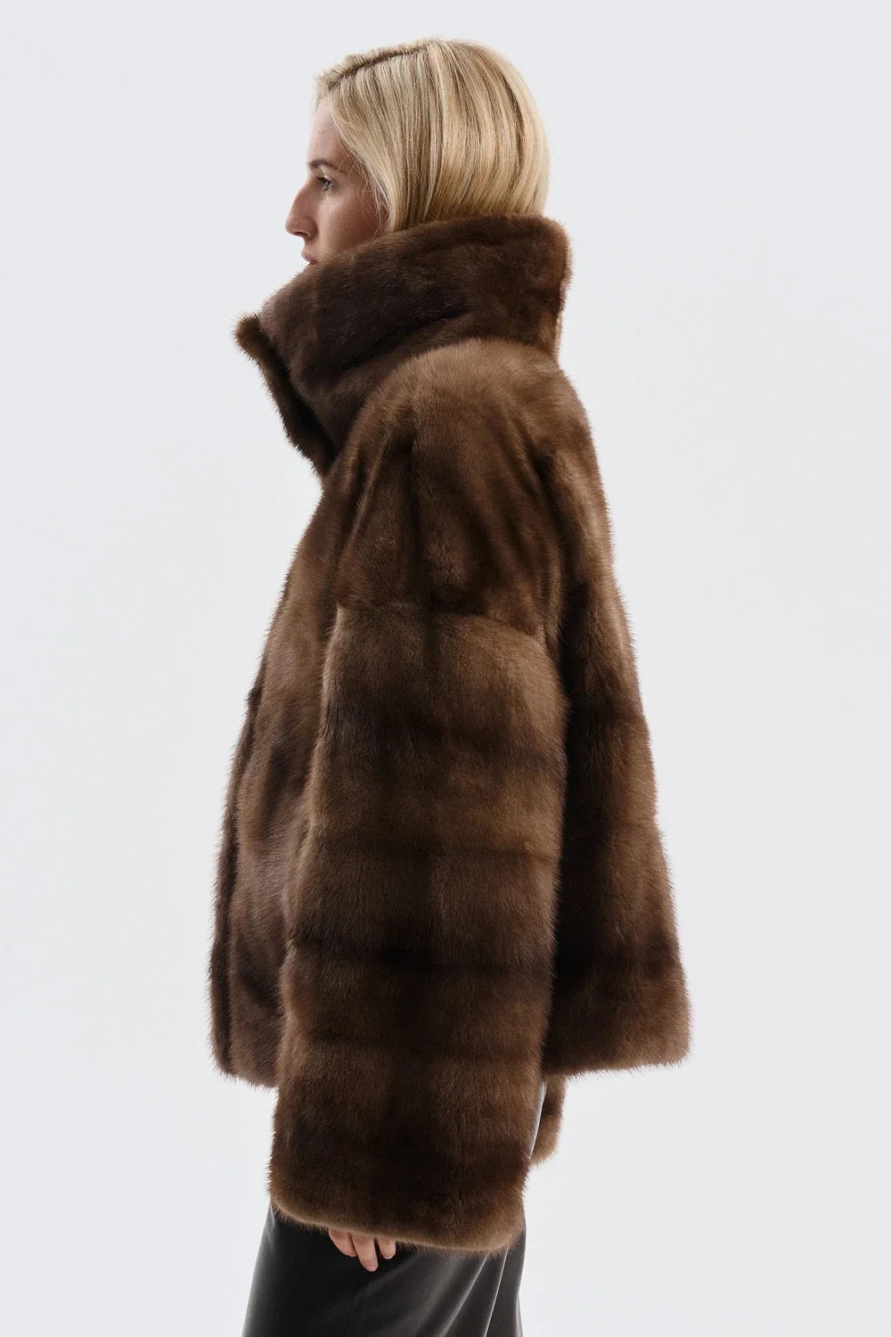 IG 2026 Women High Collar Batwing Faux Mink Fur Jacket Loose Short Luxury Warm Winter Trendy Street Fashion Outer Coat