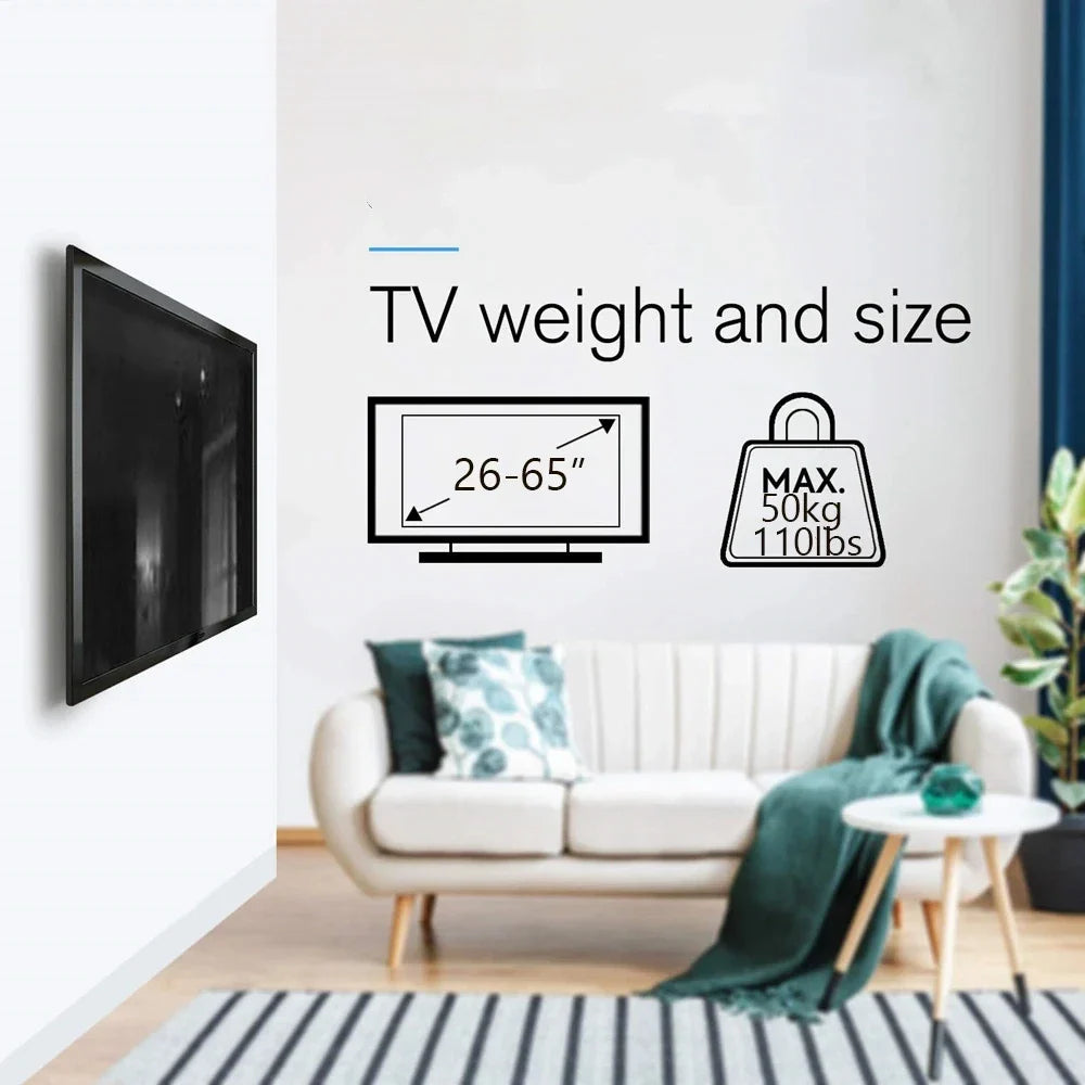 26-63inch TV Wall Mount Bracket Universal TV Mount Monitor Holder Adjustable Low Profile Flat TV Wall Mount for LCD LED Monitor