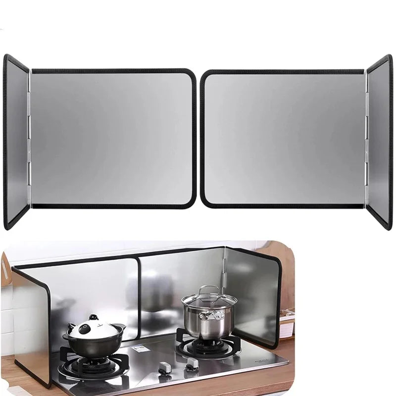 Splatter Guard,Foldable Stainless Steel Oil Splatter Screens for Frying,Oil Splash Insulation Board,Nonstick Oil Splatter Guard