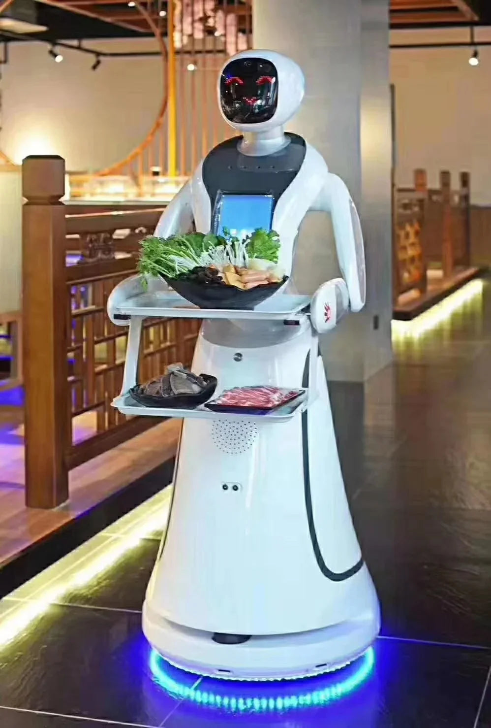 Design Plastic Restaurant Room Artificial Intelligent Meal Delivery Food Smart Humanoid Service Waiter Robot for Sale