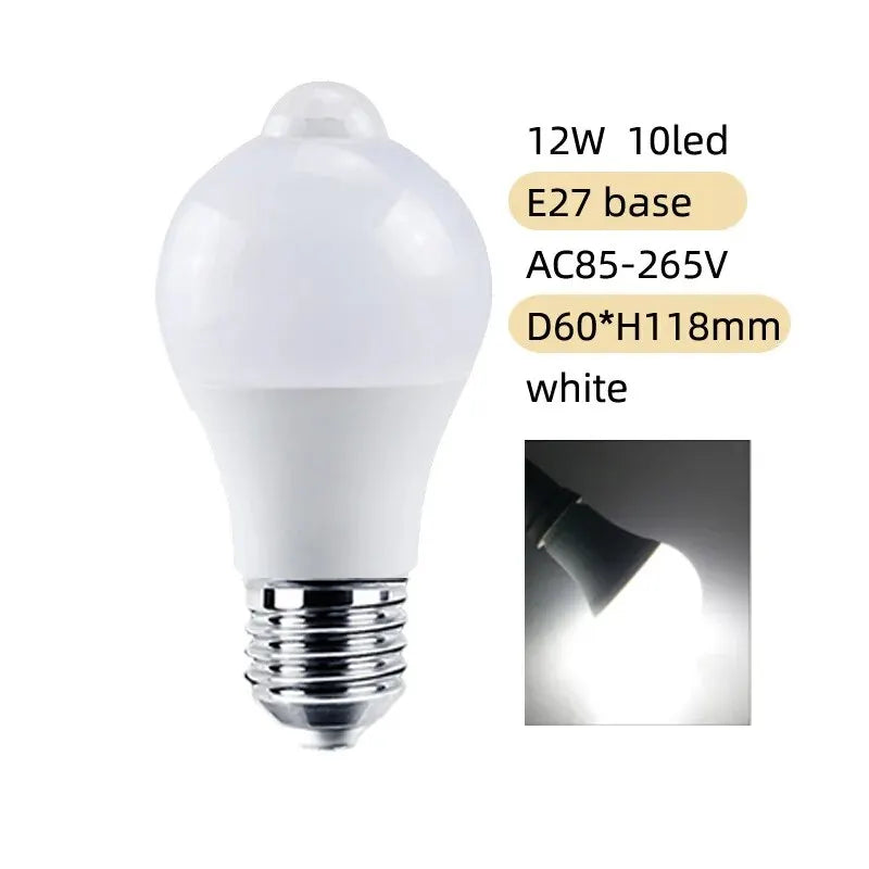 E27 LED Motion Sensor Bulb LED Lamp 85-265V PIR Sensor Light Bulb Auto ON/OFF Night Light For Porch Stairs Garage Security Light