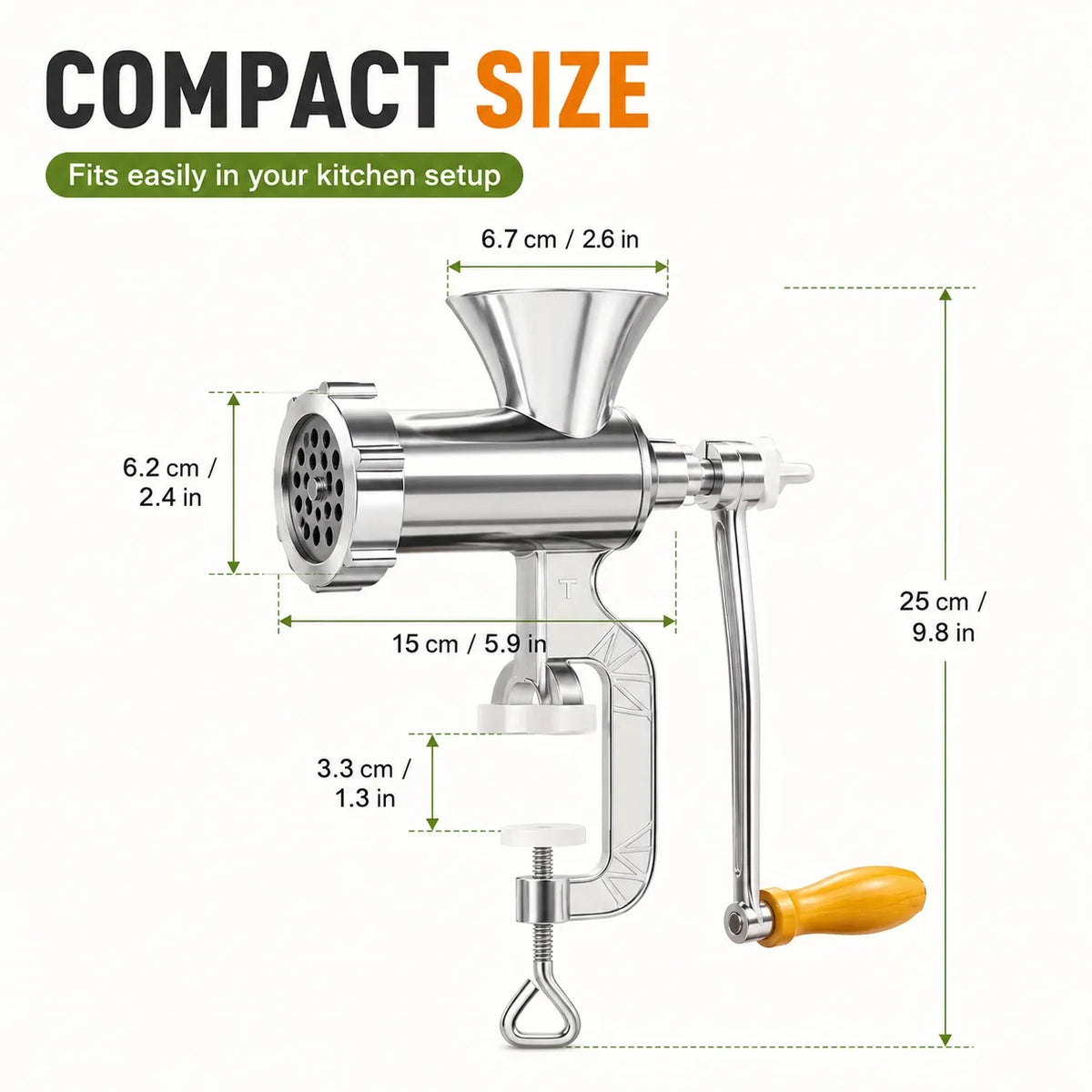 ZNLYRION Stainless Steel Manual Meat Grinder Hand Crank Mincer Sausage Stuffer Machine Table Clamp Design Household Kitchen Tool for Mincing Meat Vegetables Making Sausage