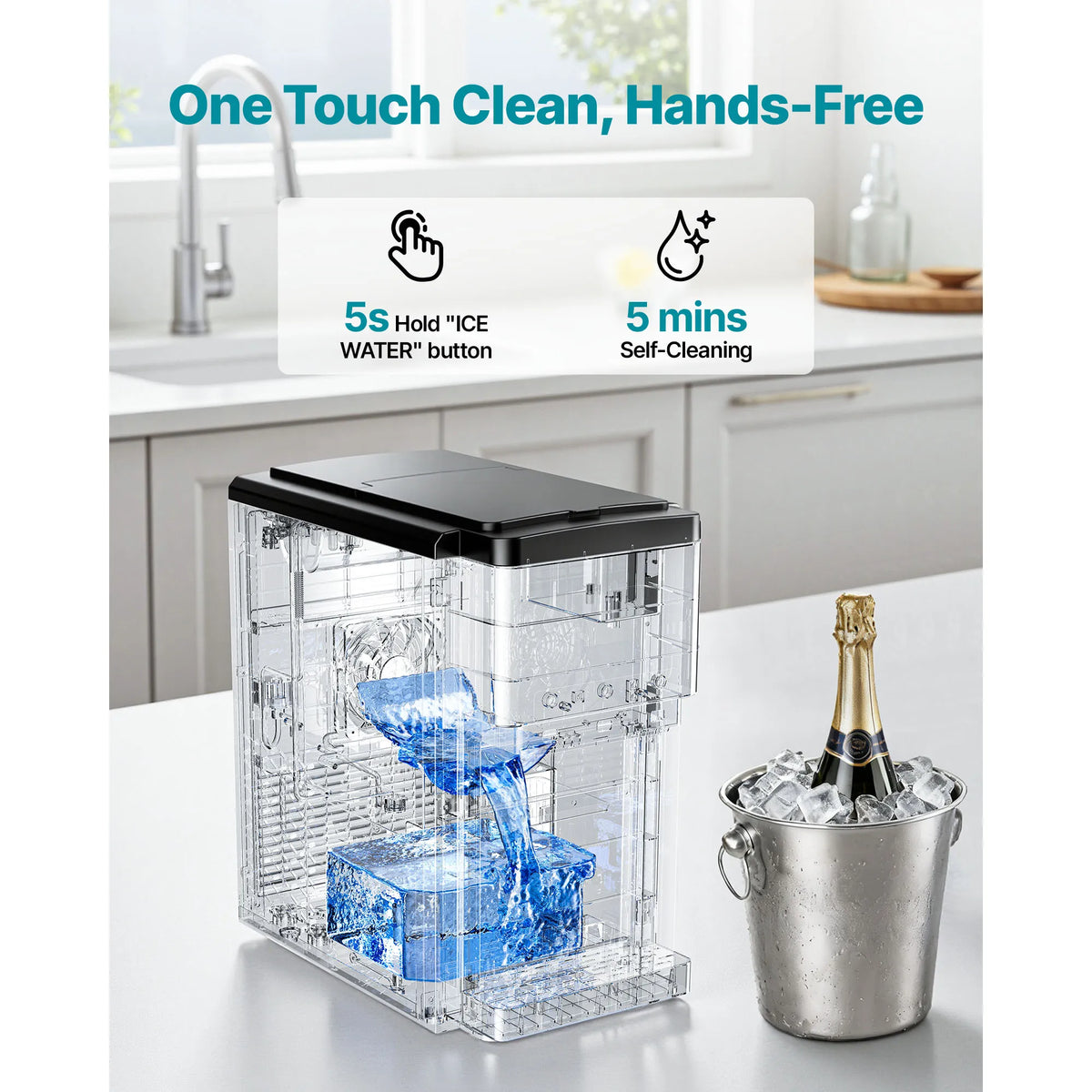 SucceBuy Water Dispenser with Ice Maker Water Dispenser Fast Ice Making Bullet/Crushed Ices & Cold-Water for Home Kitchen Party