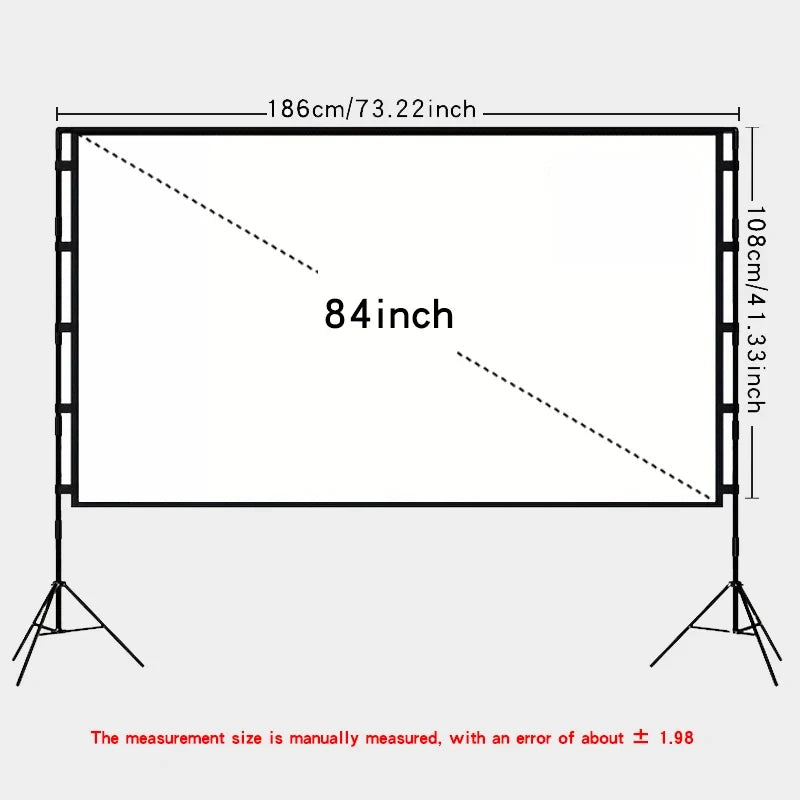 Double triangular bracket projection screen, more stable and not afraid of wind, easy to install, with storage bag