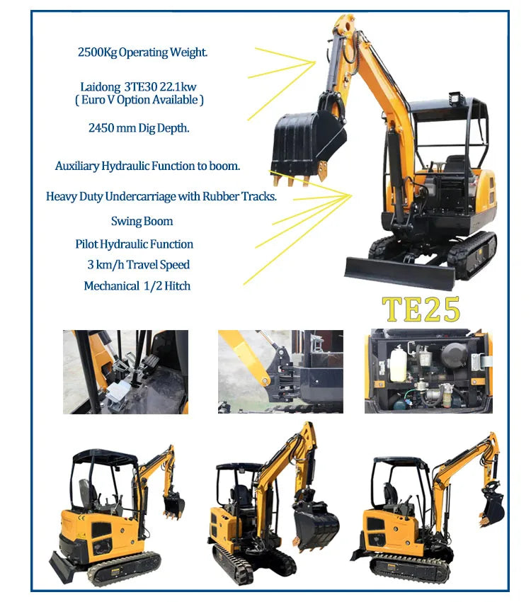 3.5 Ton Mini Excavator – EPA-Certified Compact Crawler Digger for Farm & Construction