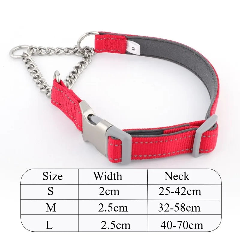 Dogs Collar Dog Choker Adjustable Dog Chain Reflective Nylon Fabric Pet Collars for Small Medium Large Dogs