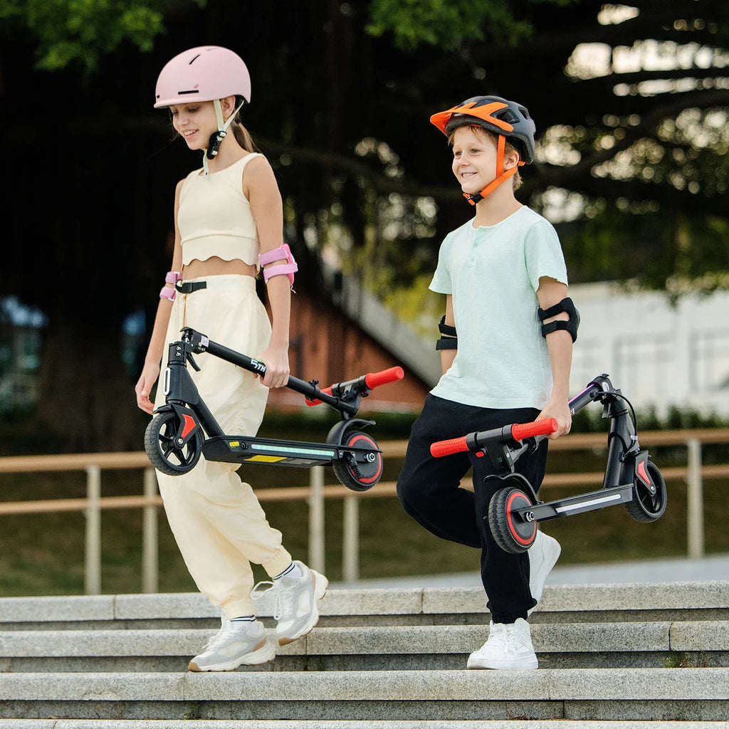 5TH WHEEL Kids Electric Scooter for Ages 8+, Foldable E Scooter with 130W Motor, Up to 10 MPH & 5 Miles Range, 3 Speed Modes, LED Display, Adjustable Height