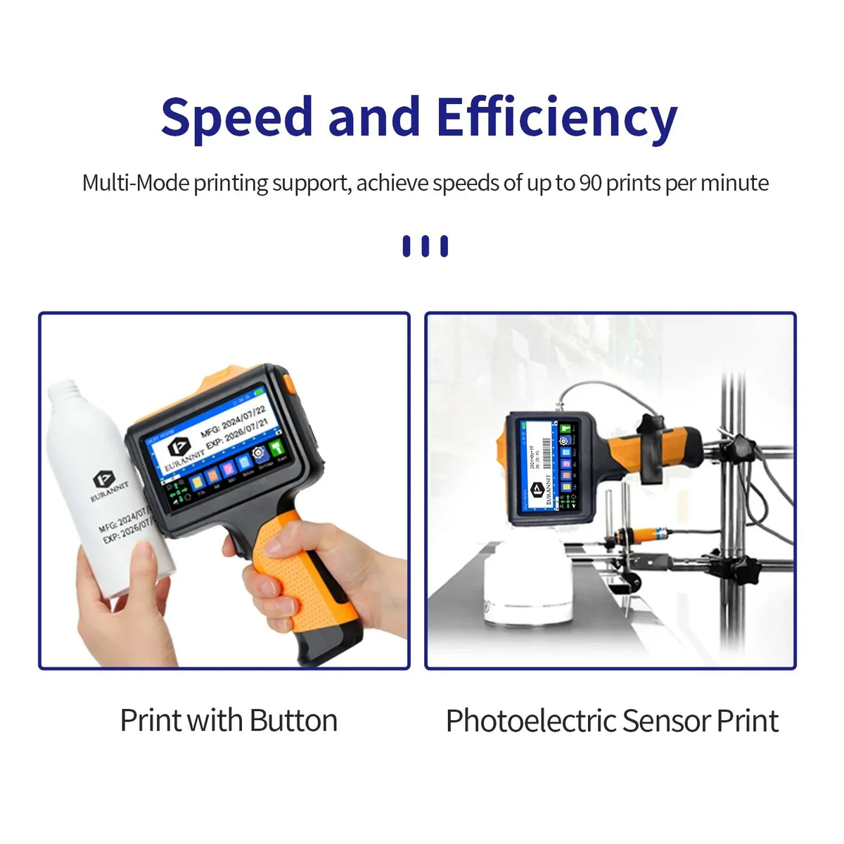 EURANNIT E19 12.7mm Portable Printer Handheld Thermal Inkjet Printer Portable Expire Date Counter QR Barcode Logo Coding Machine