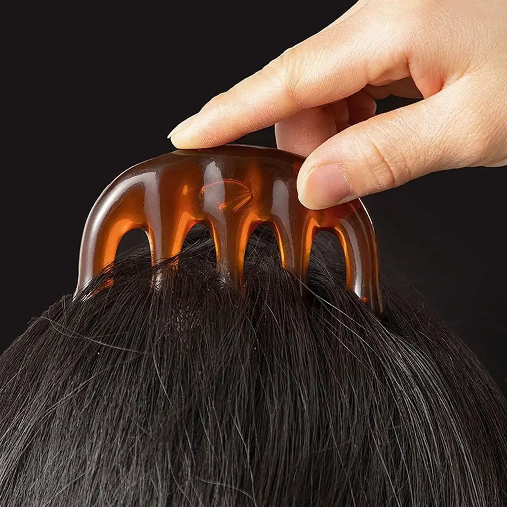 Cow Bone Meridian Comb  Portable Massage Five Finger Comb Scalp Massager Scalp Health Care Cattle Horn Comb