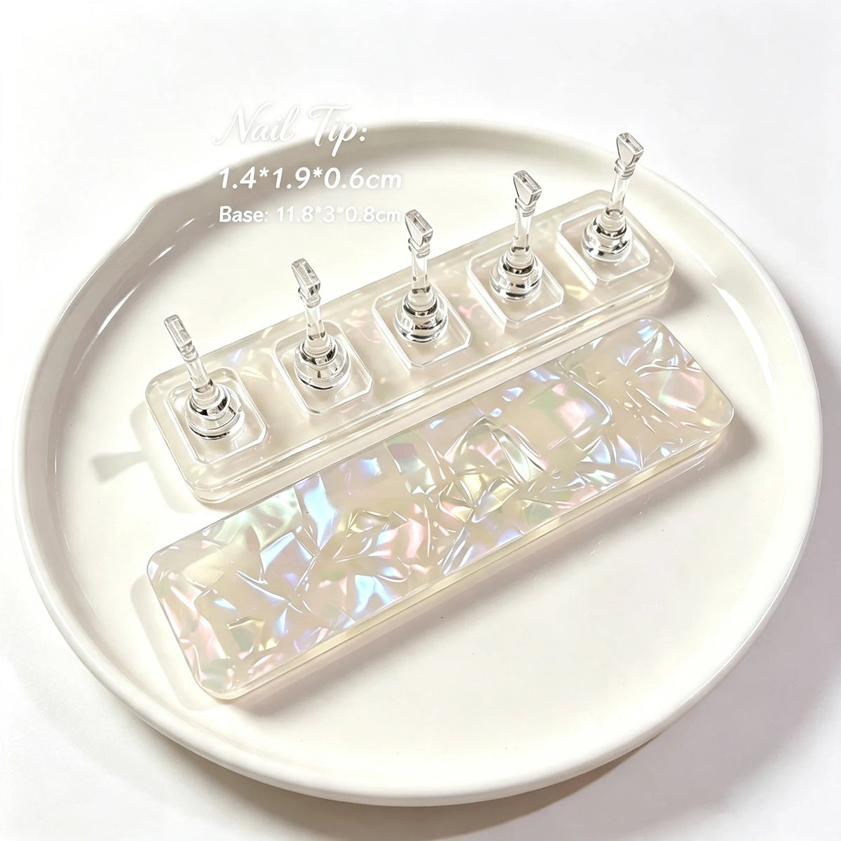 Iridescent Acetate Nail Practice Stand Non-Magnetic Clear Nail Tip Holders for Manicure Swatch & Press On Nails Making