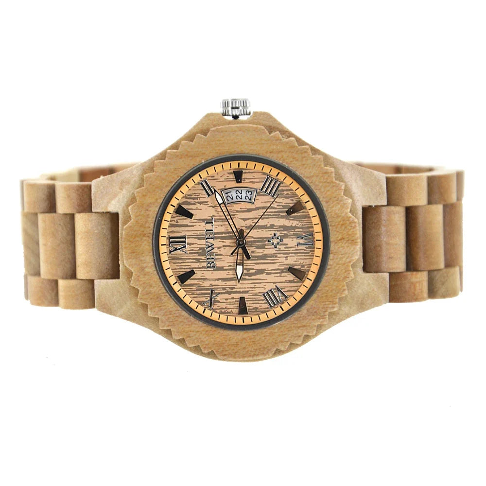 Wooden Watch for Men, Stylish Quartz Wristwatch with Natural Wood Finish