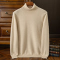100% cashmere men's pullover business casual solid knitted sweater loose Pull Turtleneck Tops basic Turn down collar Jumper