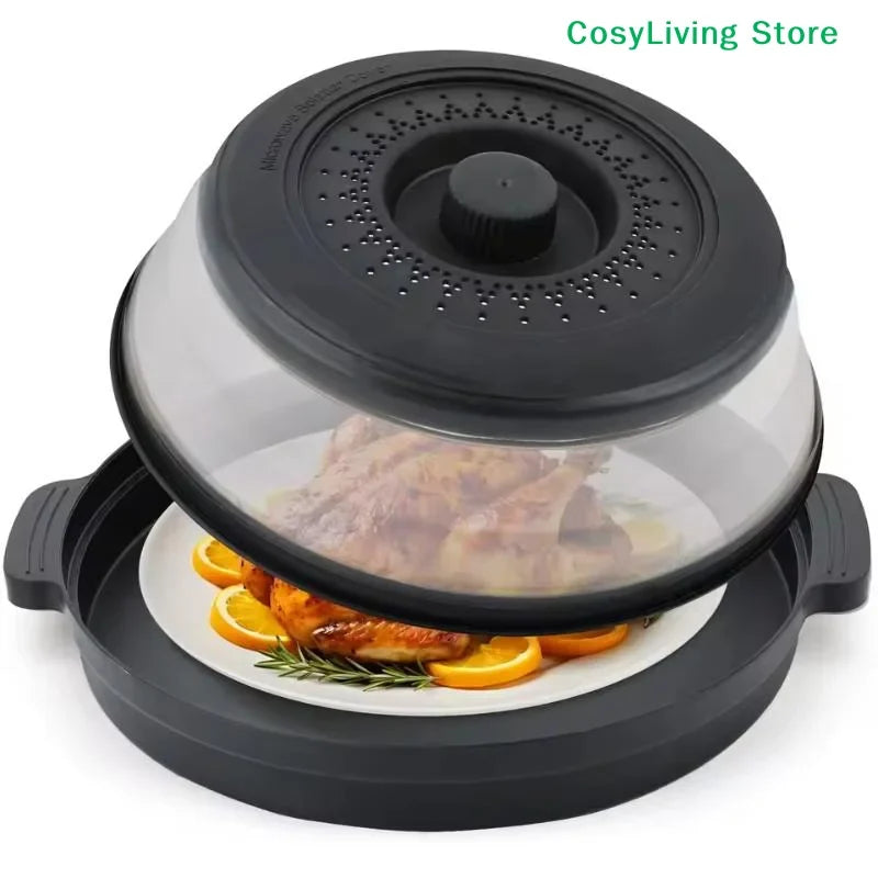[CL]Multifunction Foldable Microwave Food Splatter Cover Splash Collapsible Guard Kitchen Gadget Colander For Meal Steaming Tray