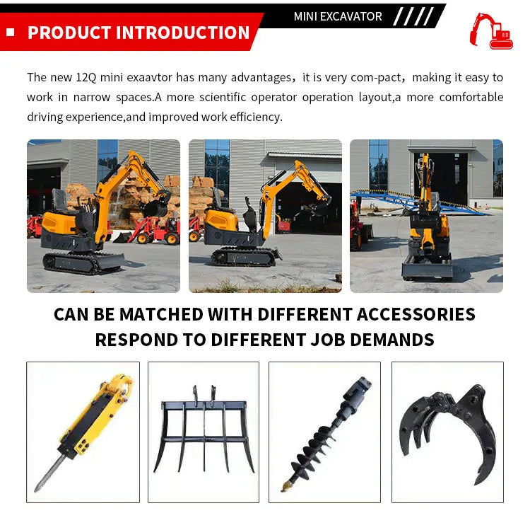 1.2 Ton Mini Excavator – Compact Crawler Digger for Landscaping & Farming