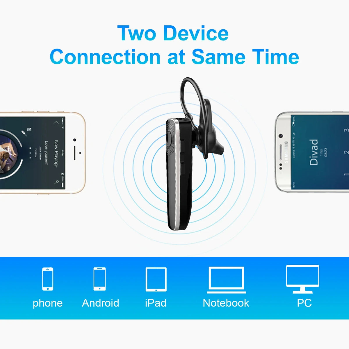 New Bee NB12 Wireless Bluetooth Headset Earbuds Earphones With MEMS Micro Ear Hook Handsfree for Driving Business Headphones