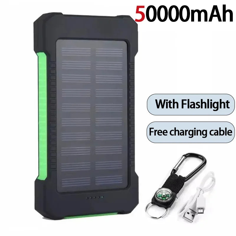 Lenovo CCC 500000mAh Large Capacity Solar Power Bank Super Fast Charging Portable External Battery For iPhone Outdoor Emergency