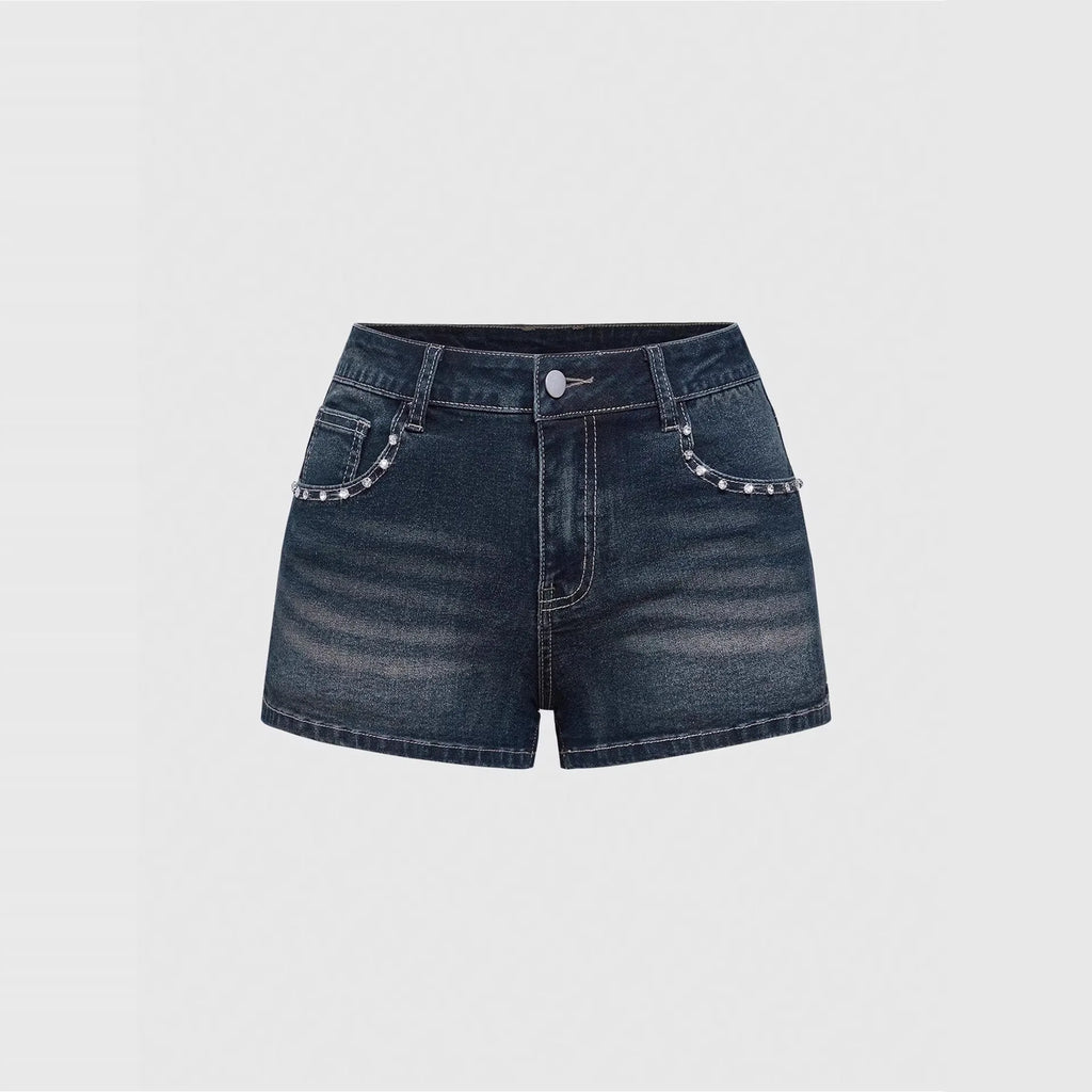 High Waist Distressed Denim Shorts Female Jeans Womens Jeans Shorts Vintage Y2K Punk Style Embroidered Hot Pants