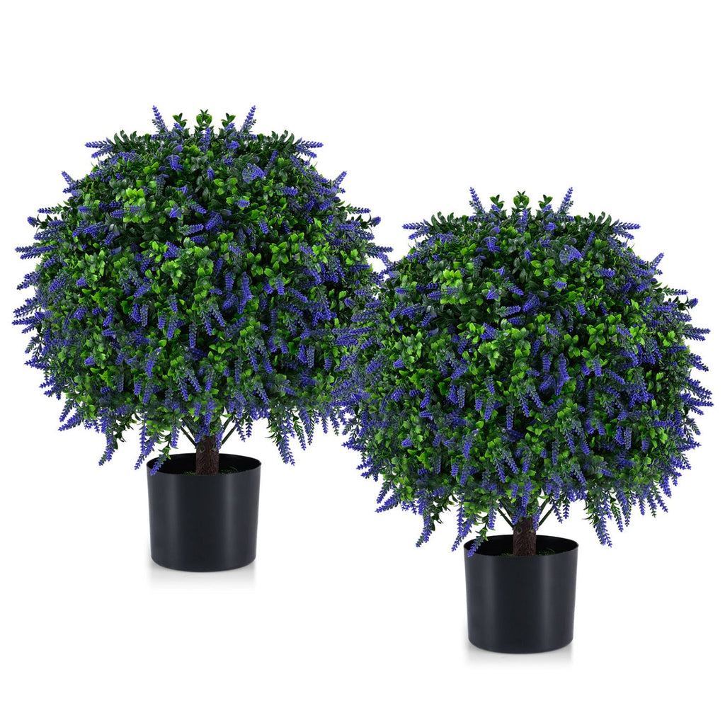 Artificial Lavender Topiary Ball Trees 22 Inch Set of 2