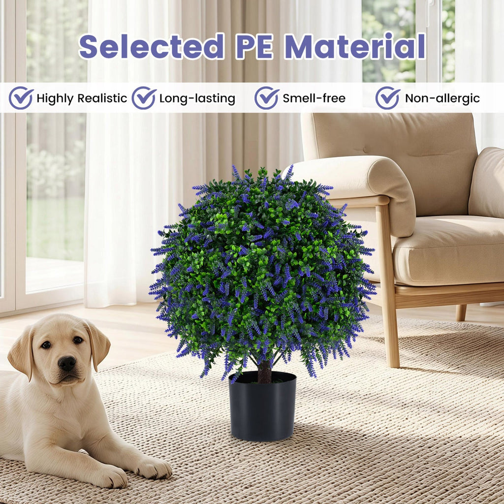 Artificial Lavender Topiary Ball Trees 22 Inch Set of 2