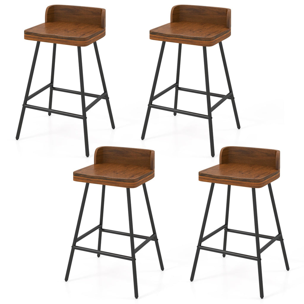 24" Industrial Bar Stool with Low Back - Set of 4