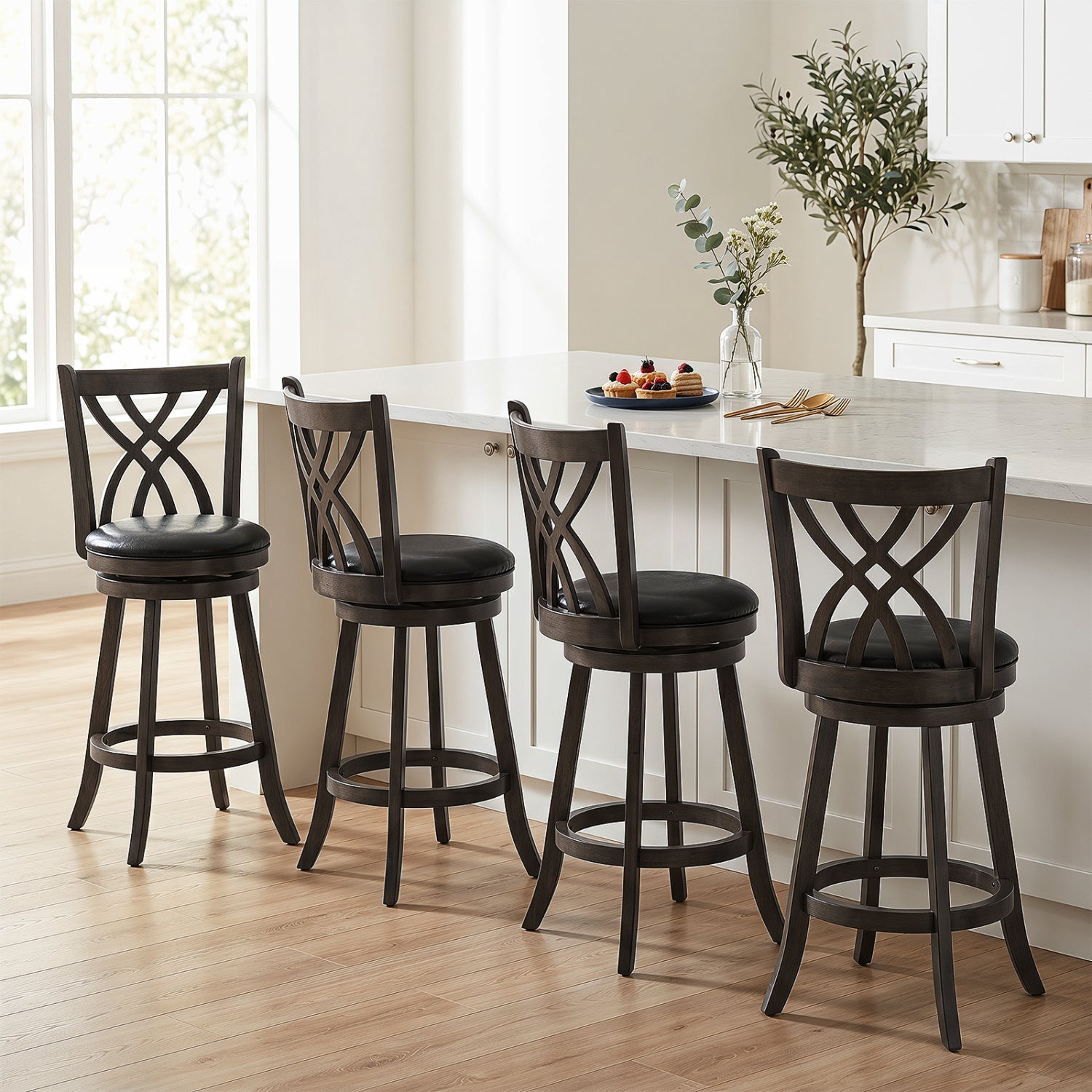 Counter Height Bar Stools Set of 4 with Swivel Seat