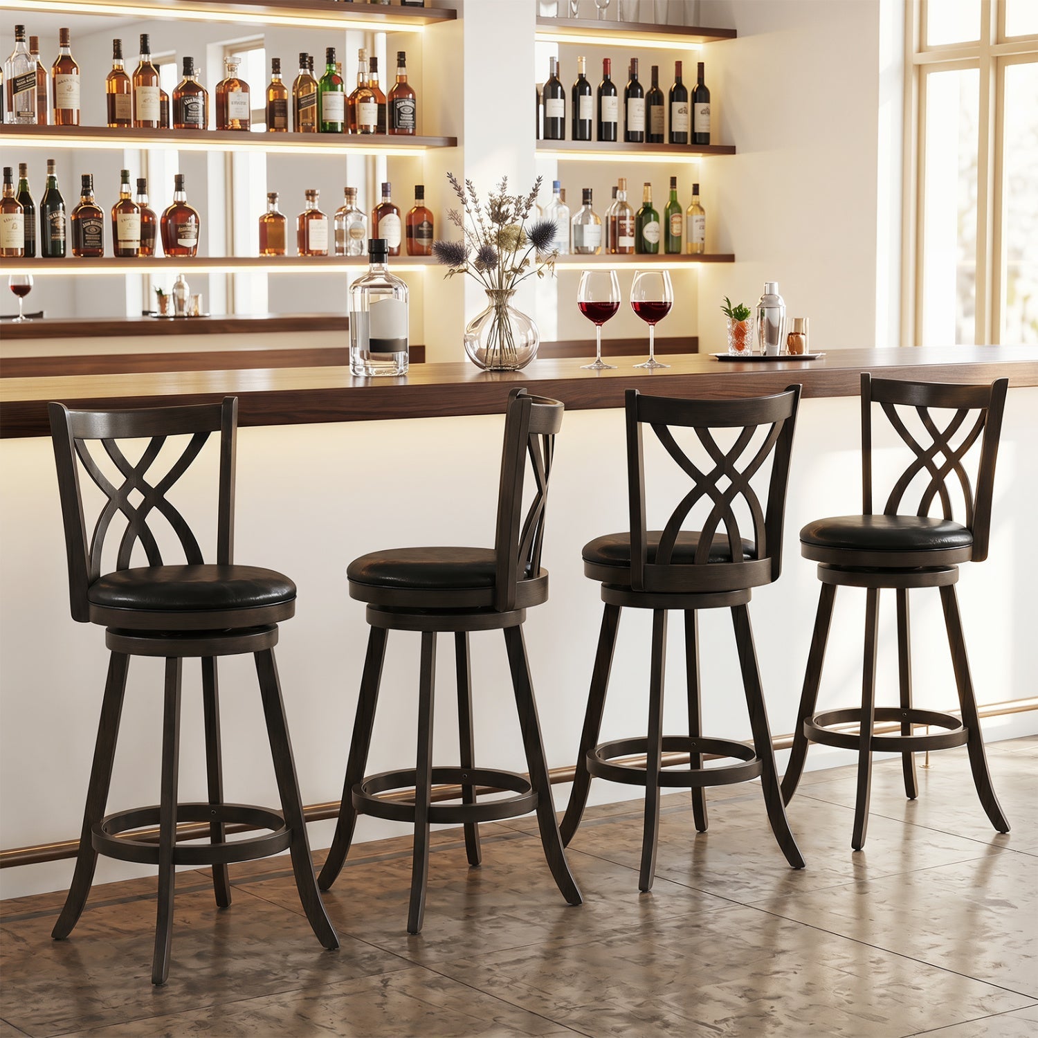 Counter Height Bar Stools Set of 4 with Swivel Seat