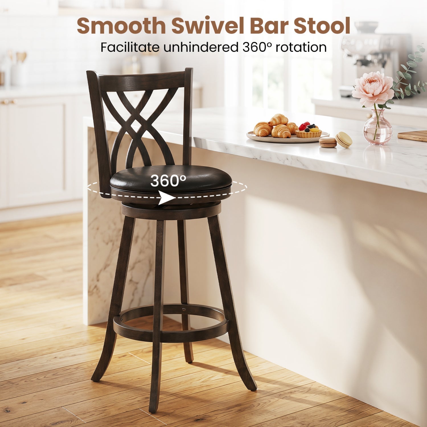 Counter Height Bar Stools Set of 4 with Swivel Seat
