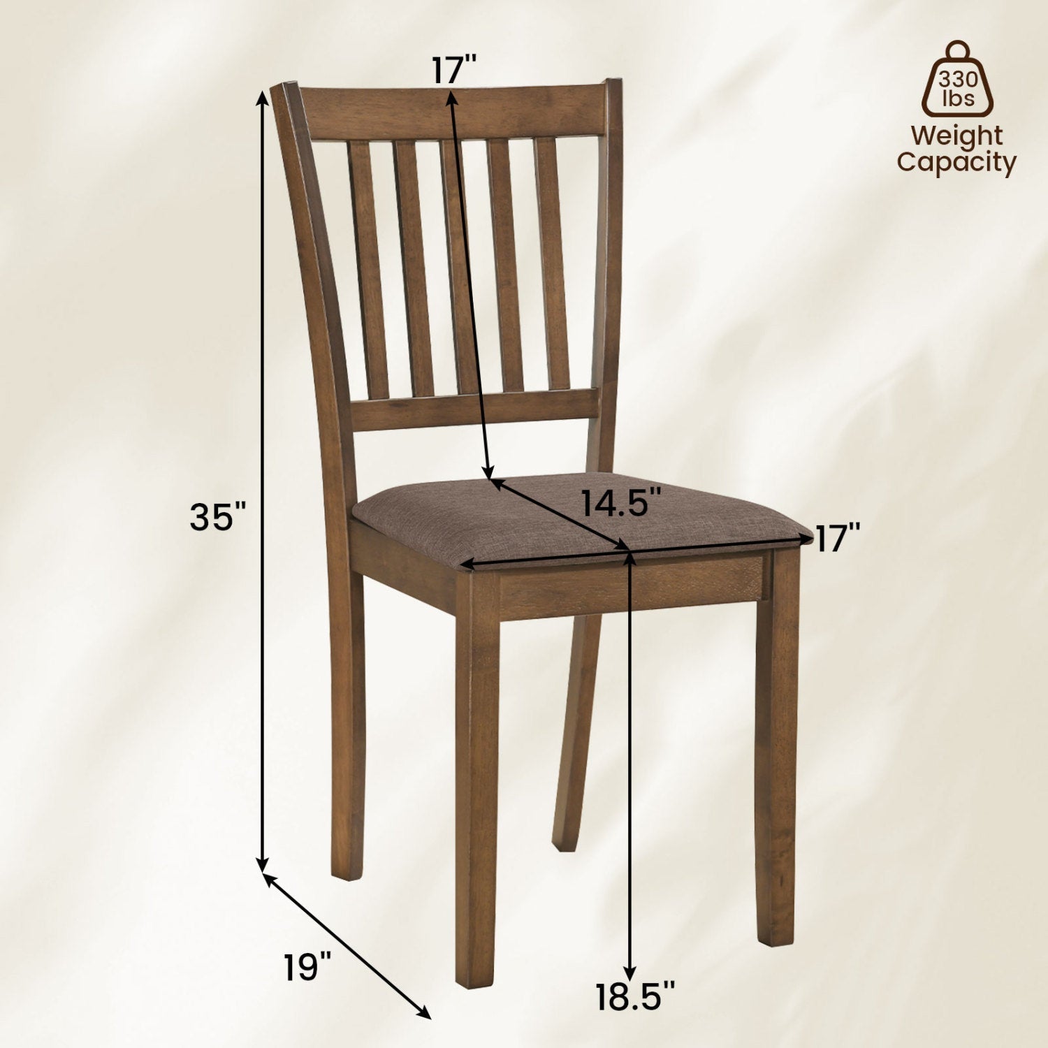 Upholstered Dining Chairs Set of 4 with Rubber Wood Frame